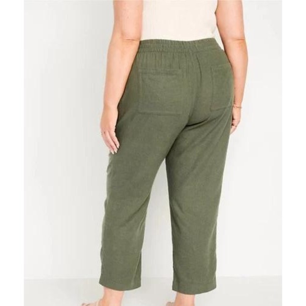 Old Navy Pants Women 3X Green Linen Blend High Rise Wide Leg Coastal Beach Boho